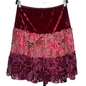 Y2K 90s Speechless Velvet Skirt Knee Length Whimsigoth tiered Women's Size Large